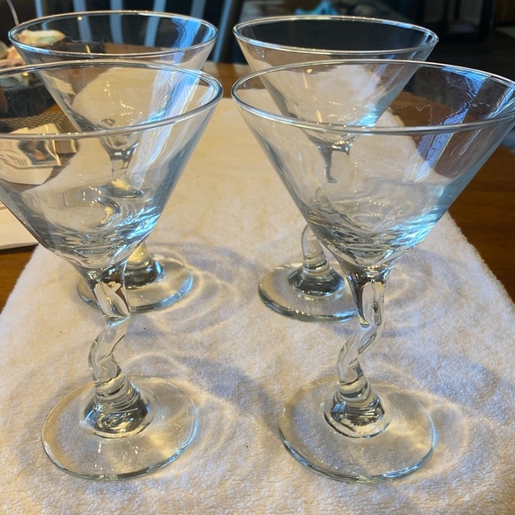 Libbey Dining Vintage Libbey Z Stem Crystal Martini Glasses Set Of 4 Excellent Condition